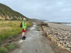 This isn't the England Coast Path, but the beach was a lot more passable than the actual path.  Just need to make sure we don't get caught under those cliffs without a way up